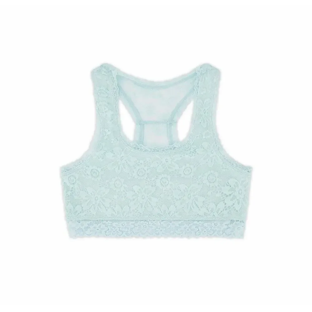 Justice Mint Green Aqua Full Coverage Racerback Floral Lace Bralette Size 30